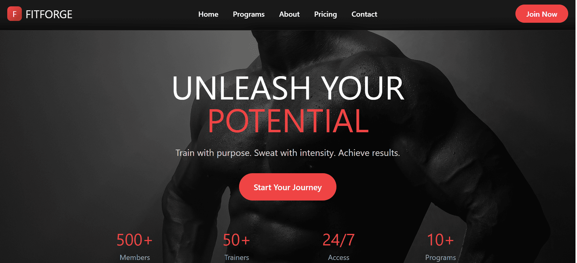 Modern Gym Website - Responsive fitness center website with booking features
